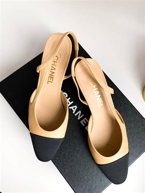 sling shoes chanel|chanel slingback beige and black.